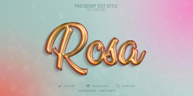 Rosa 3d text style effect template Premium Psd