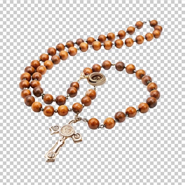 Rosary used for christian prayer on transparent background