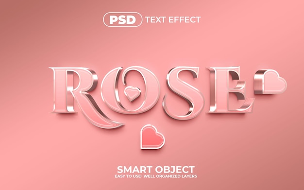 PSD rose 3d bewerkbare teksteffectstijl