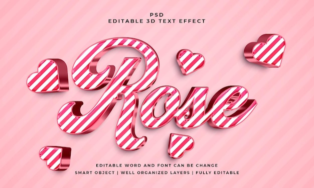 Rose 3d editable psd text effect with background