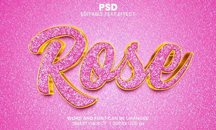 PSD バラの3d編集可能なテキスト効果プレミアムpsd背景付き