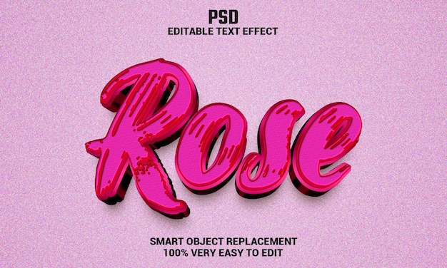Rose 3d editable text effect with background premium Psd