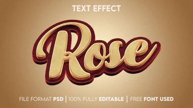 PSD rose 3d editable text effect