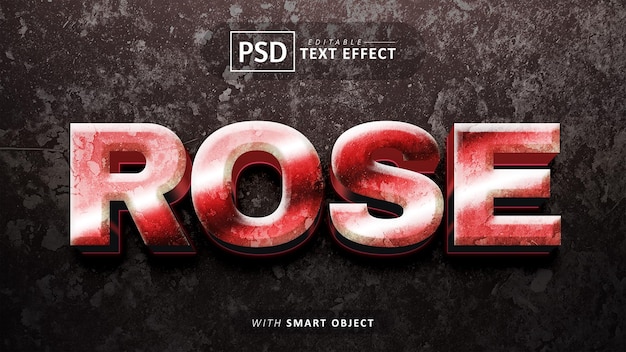 Редактируемый текстовый эффект rose 3d