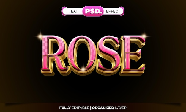 Rose 3d text effect luxury rose gold style