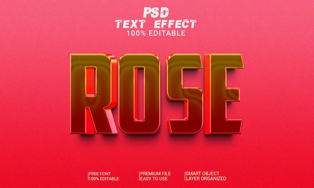 Rose 3d text effect psd file