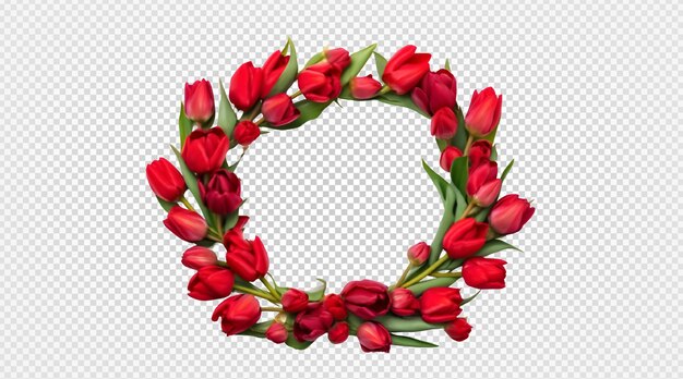 PSD rose bloem ronde frame ornament decoratie geïsoleerd op transparante achtergrond generatieve ai