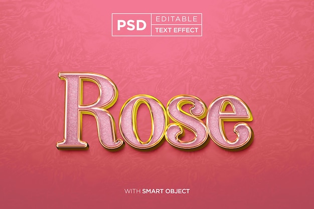 Rose editable text effect 3d typography font mockup