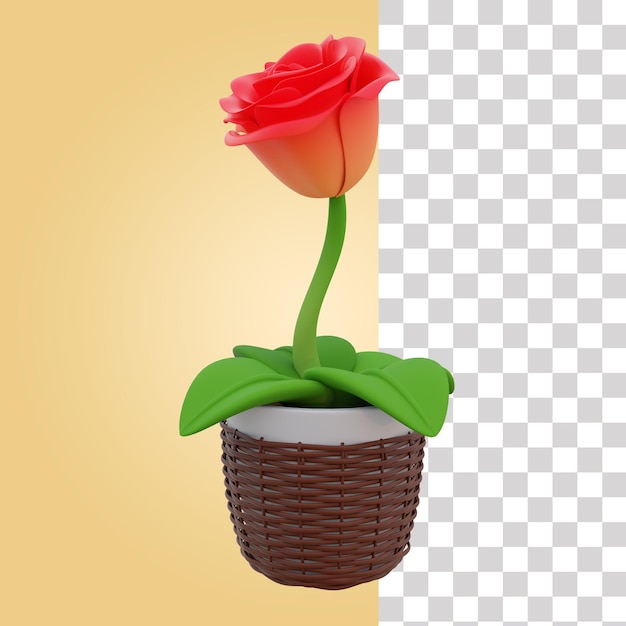 Rose flower pot 3d icon