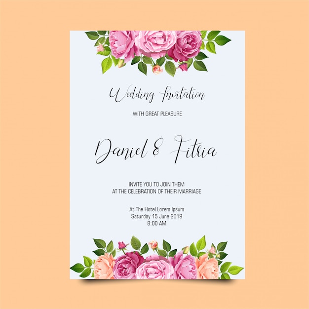 PSD rose frame wedding invitation templates