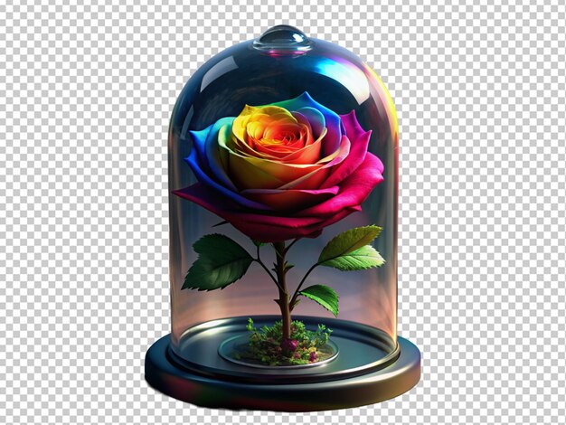 PSD rose in glass dome