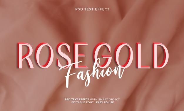 PSD rose gold 3d editable text effect