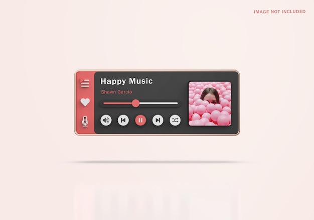 PSD rose gold 3d interface media player mockup