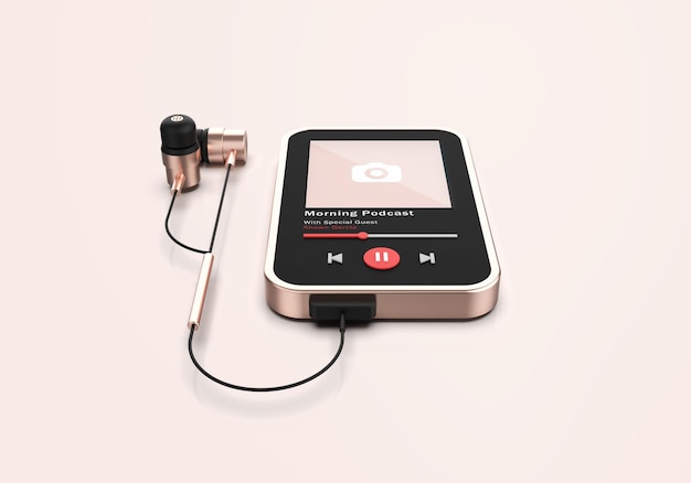 Rose Gold 3D Media Player Mockup