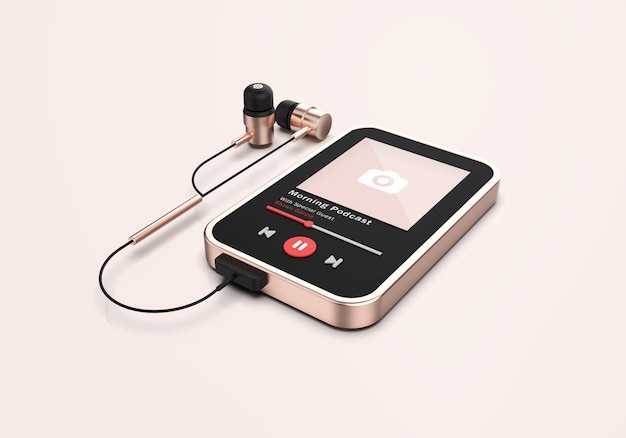 Rose Gold 3d Media Player Mockup