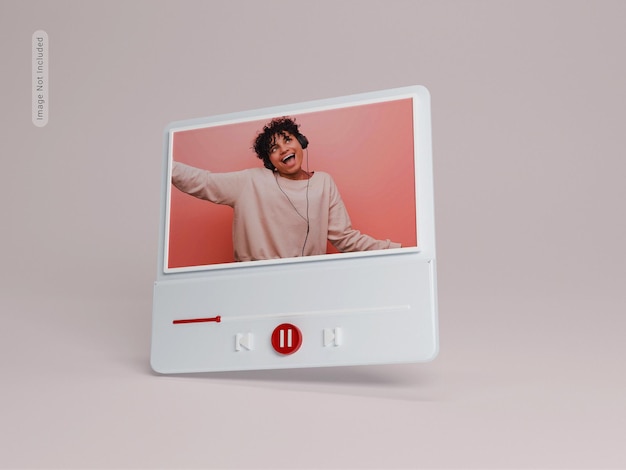 PSD rose gold 3d media player mockup