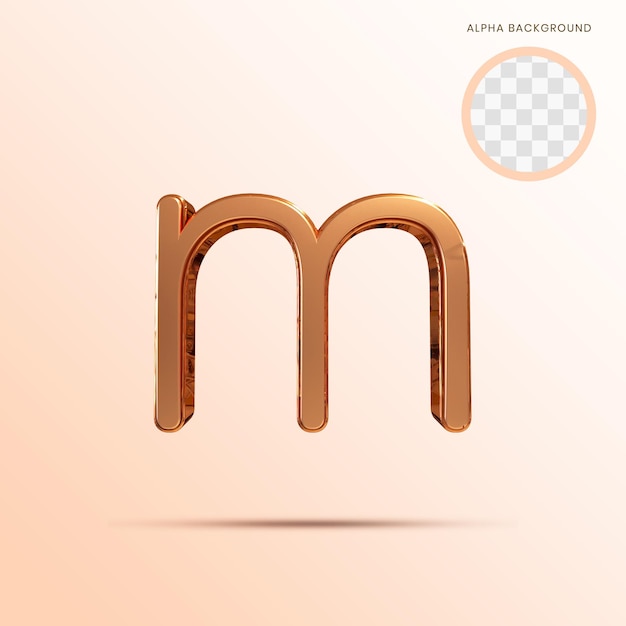 Rose gold Alphabet lowercase m 3D