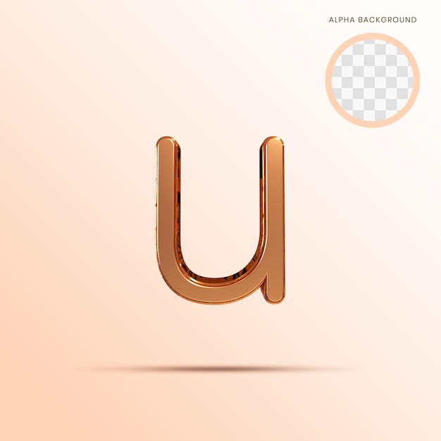 PSD rose gold alphabet lowercase u 3d