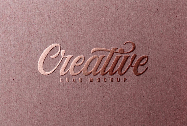 PSD rose gold foil logo mockup