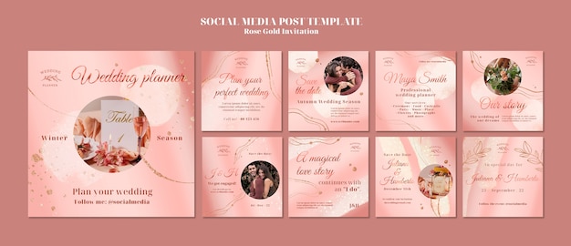 PSD rose gold instagram post design template