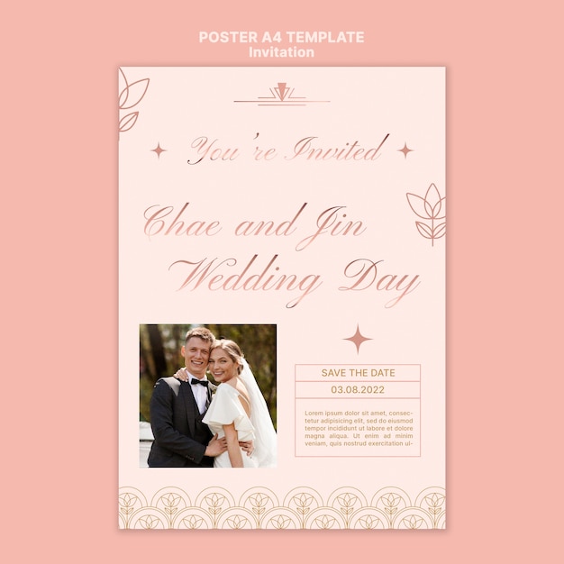 PSD rose gold invitation a4 poster