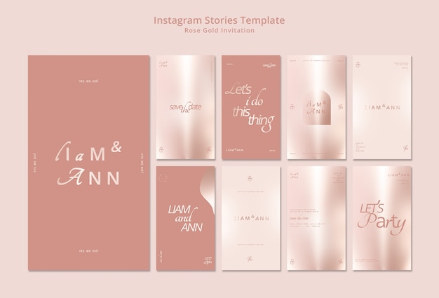 Rose gold invitation instagram stories template