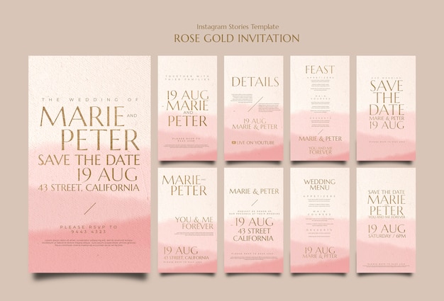 Rose gold invitation instagram stories