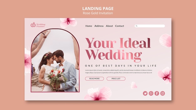 PSD rose gold landing page design template