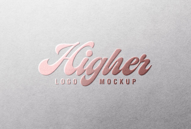 Rose gold logo mockup white paper