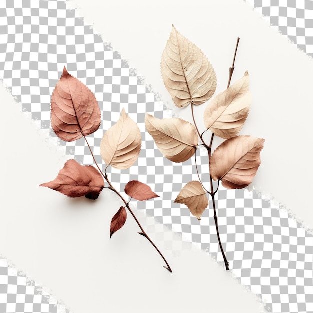 PSD rose leaves dried and isolated transparent background