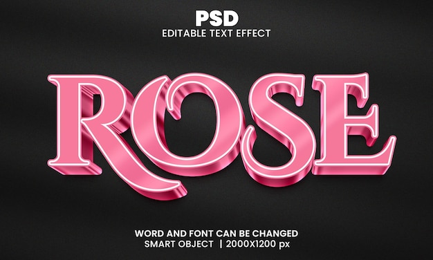 Stile di effetto di testo photoshop modificabile 3d di lusso rosa con sfondo