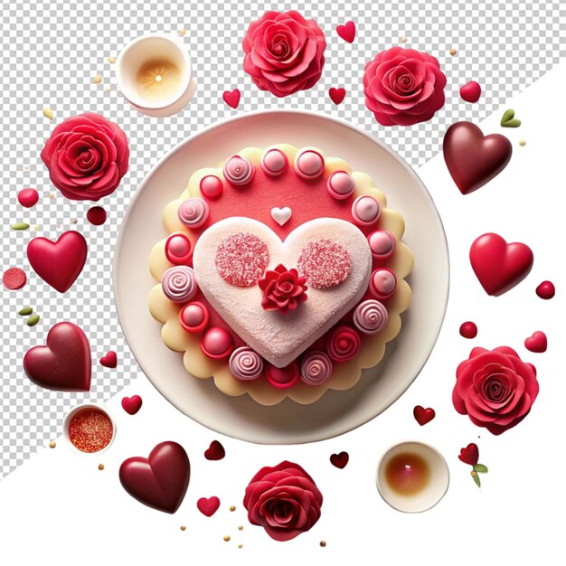 PSD rose petal design valentine day concept on transparent background