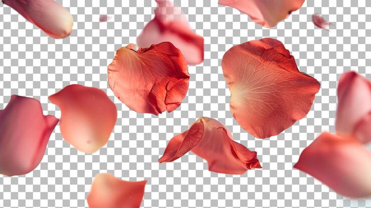 PSD 透明な背景に隔離されたバラの花びら