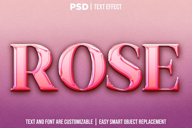 Rose pink editable text effect