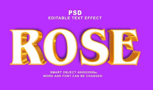 Rose psd 3d editable photoshop text effect style with background