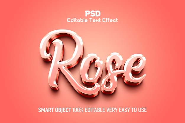 PSD stile effetto testo modificabile 3d rose psd