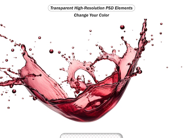 PSD rose wine splash caught midair transparent