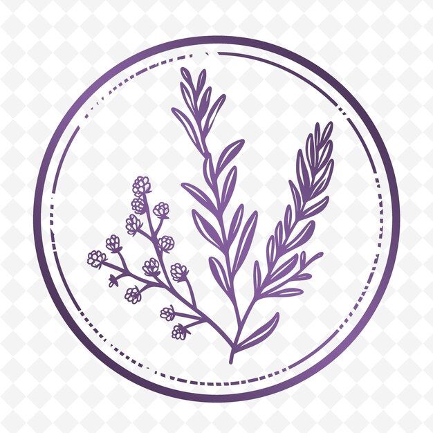 PSD rosemary sprig circular logo with decorative laurel leaves a nature herb vector design collections