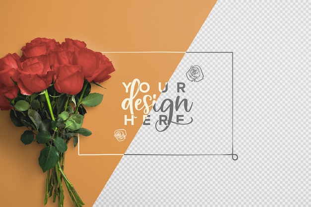 PSD mockup di sfondo bouquet di rose