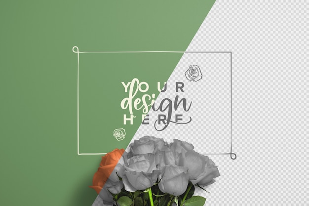 PSD mockup di sfondo bouquet di rose