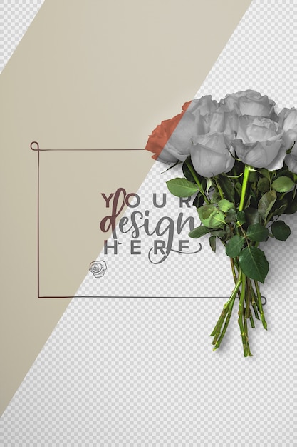 PSD roses bouquet background mockup