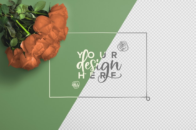 Roses bouquet background mockup