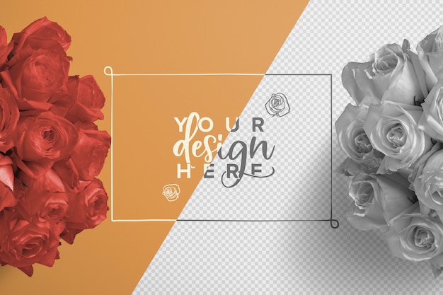 Mockup di sfondo bouquet di rose