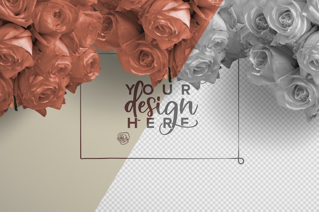 PSD mockup di sfondo bouquet di rose