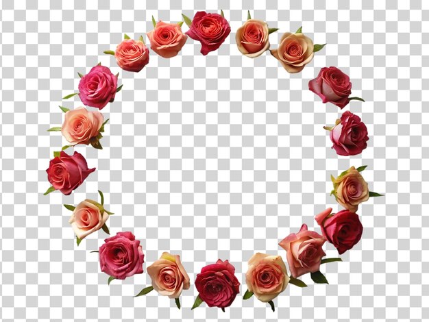 PSD roses circle isolated on transparent background