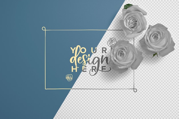 PSD roses frame background mockup