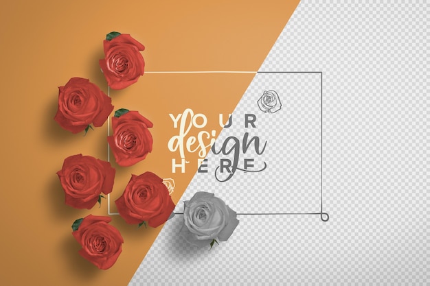 Roses Frame Background Mockup