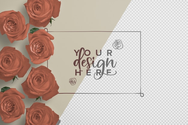 Mockup di sfondo cornice di rose