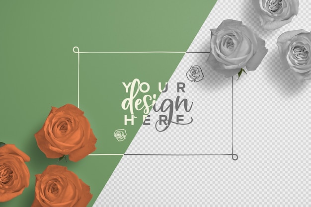 PSD roses frame background mockup