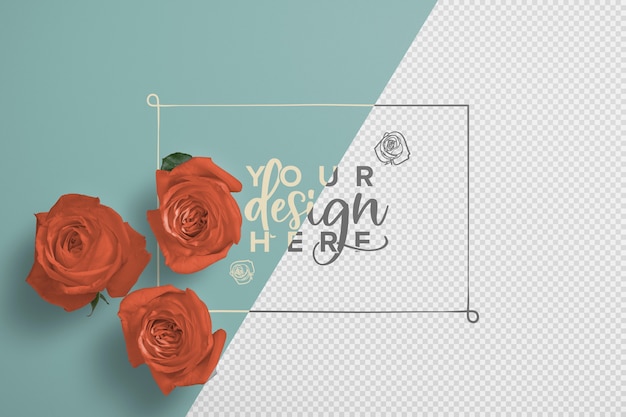 PSD roses frame background mockup